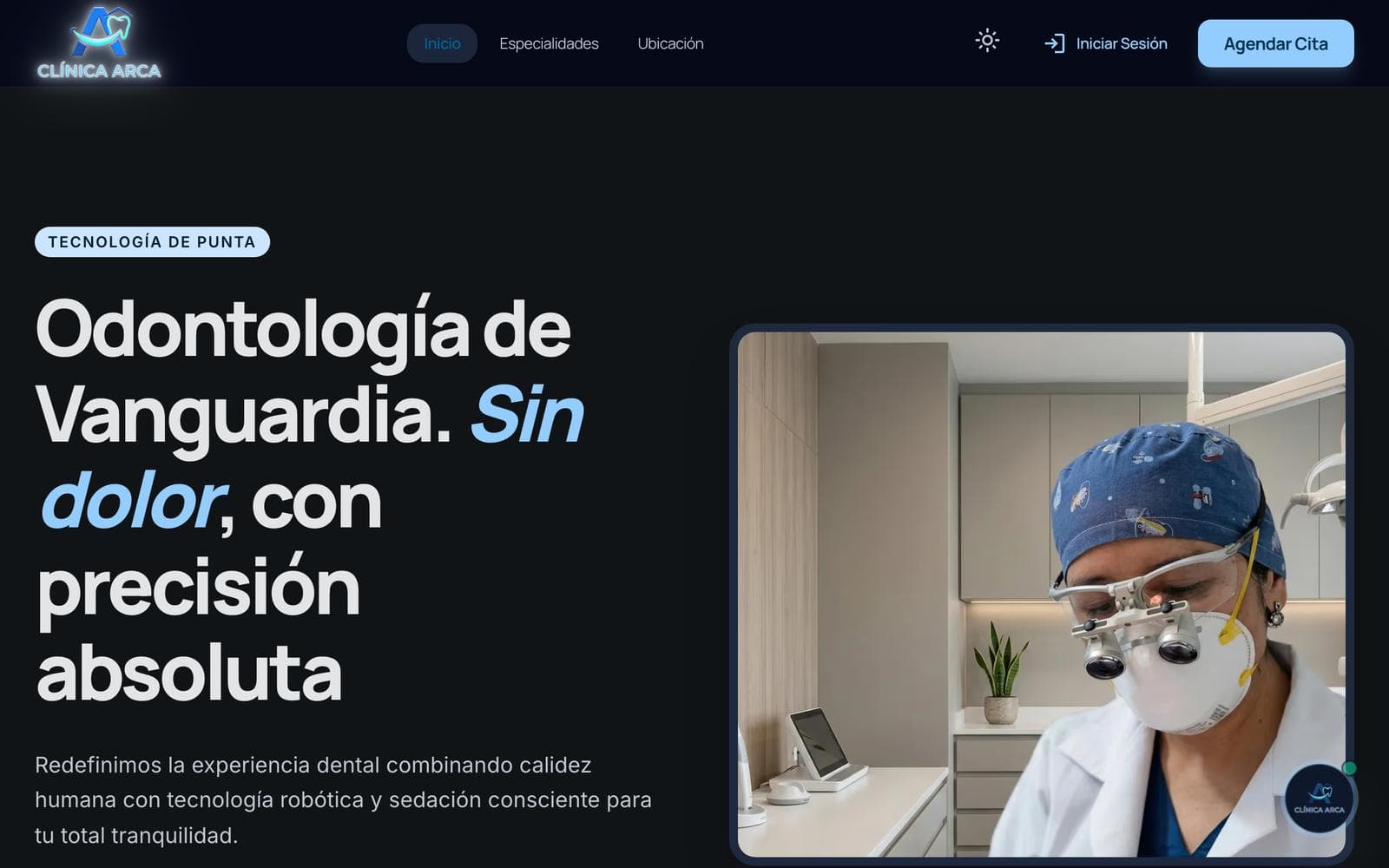 Vista previa del sitio web de Clínica Arca