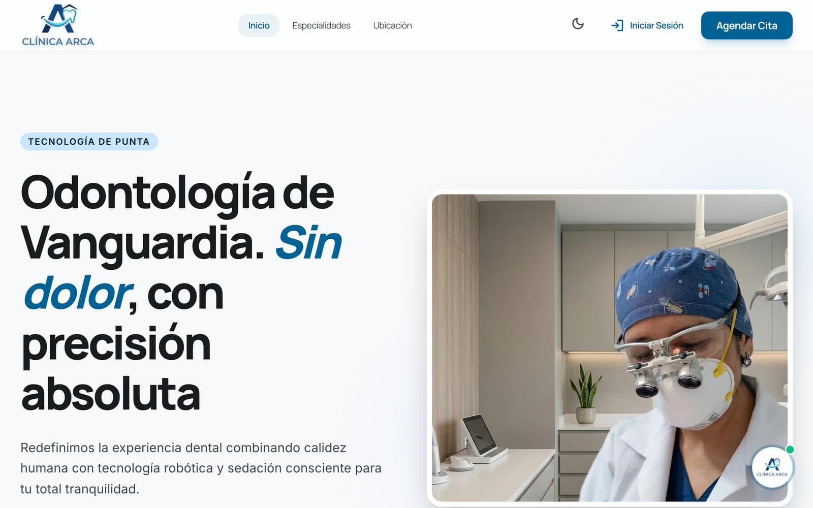 Vista previa del sitio web de Clínica Arca