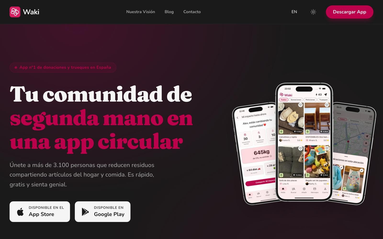 Captura de pantalla de la app Waki