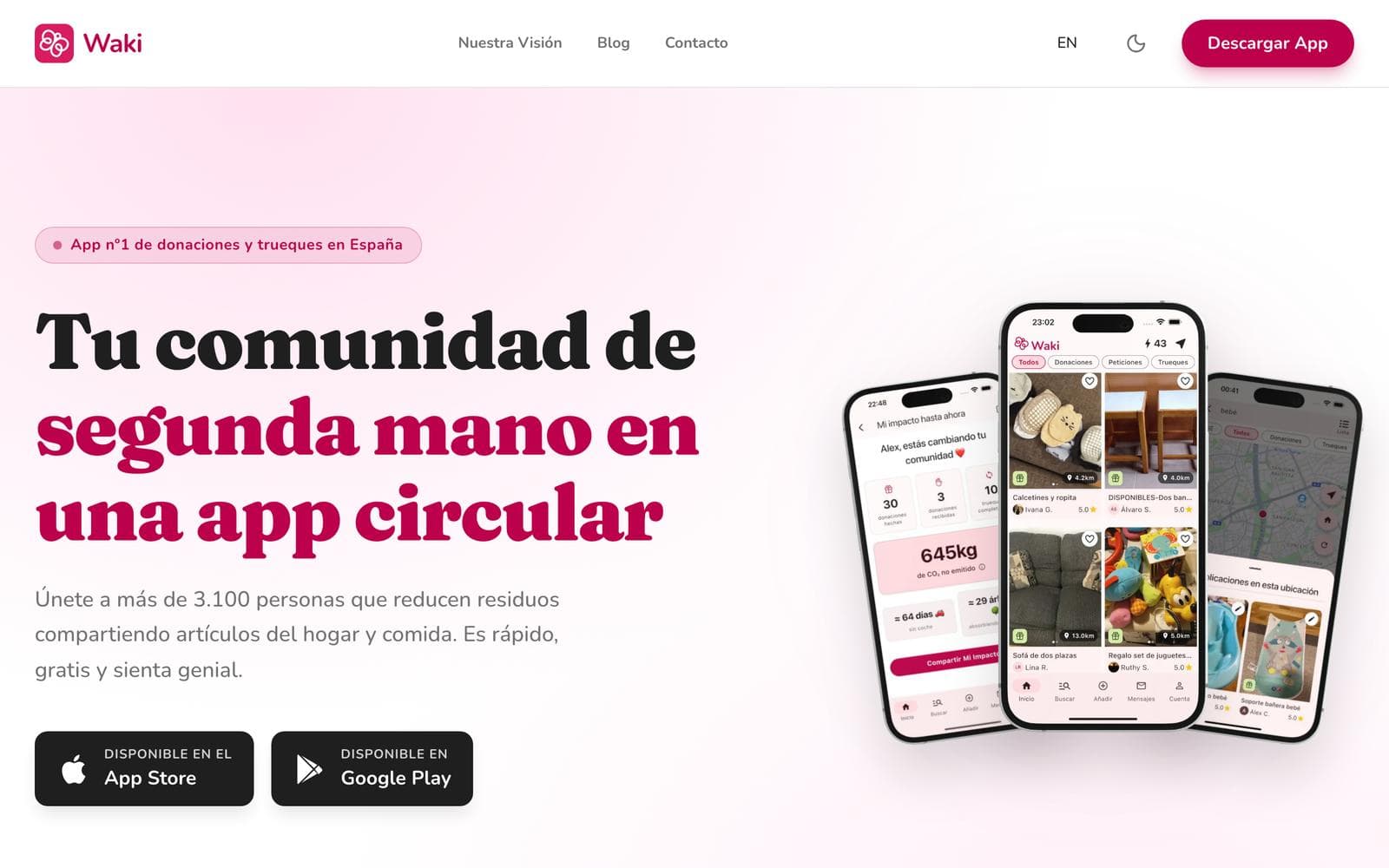 Captura de pantalla de la app Waki